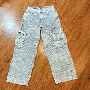 Wild Fable Pin Stripe, Mid Rise, Baggy, Cargo, Jeans, Inseam 29" Size 4/ R